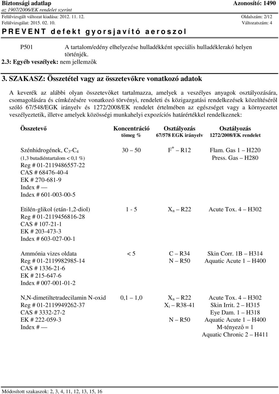 törvényi, rendeleti és közigazgatási rendelkezések közelítéséről szóló 67/548/EGK irányelv és 1272/2008/EK rendelet értelmében az egészséget vagy a környezetet veszélyeztetik, illetve amelyek