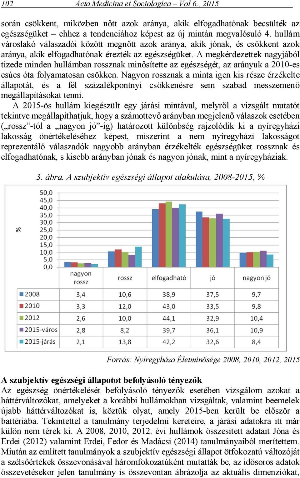 A megkérdezettek nagyjából tizede minden hullámban rossznak minősítette az egészségét, az arányuk a 2010-es csúcs óta folyamatosan csökken.