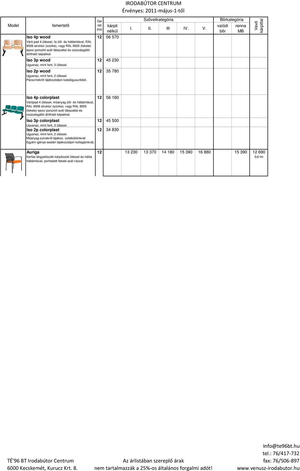 Iso 4p colorplast 12 56 160 Várópad 4 üléssel, mőanyag ülı- és háttámlával, (fekete) epoxi porszórt acél lábazattal és csúszásgátló állítható talpakkal.