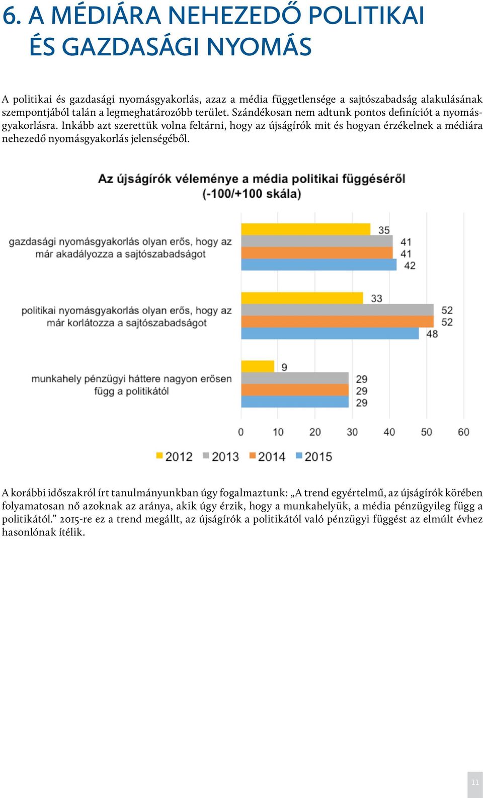 Inkább azt szerettük volna feltárni, hogy az újságírók mit és hogyan érzékelnek a médiára nehezedő nyomásgyakorlás jelenségéből.