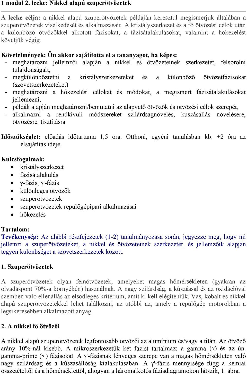 1 modul 2. lecke: Nikkel alapú szuperötvözetek - PDF Ingyenes letöltés