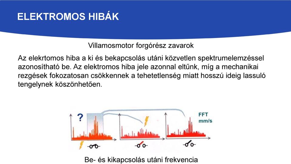 Az elektromos hiba jele azonnal eltűnk, míg a mechanikai rezgések fokozatosan