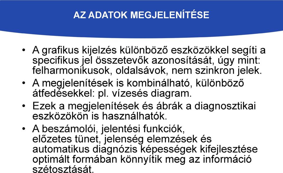 Ezek a megjelenítések és ábrák a diagnosztikai eszközökön is használhatók.