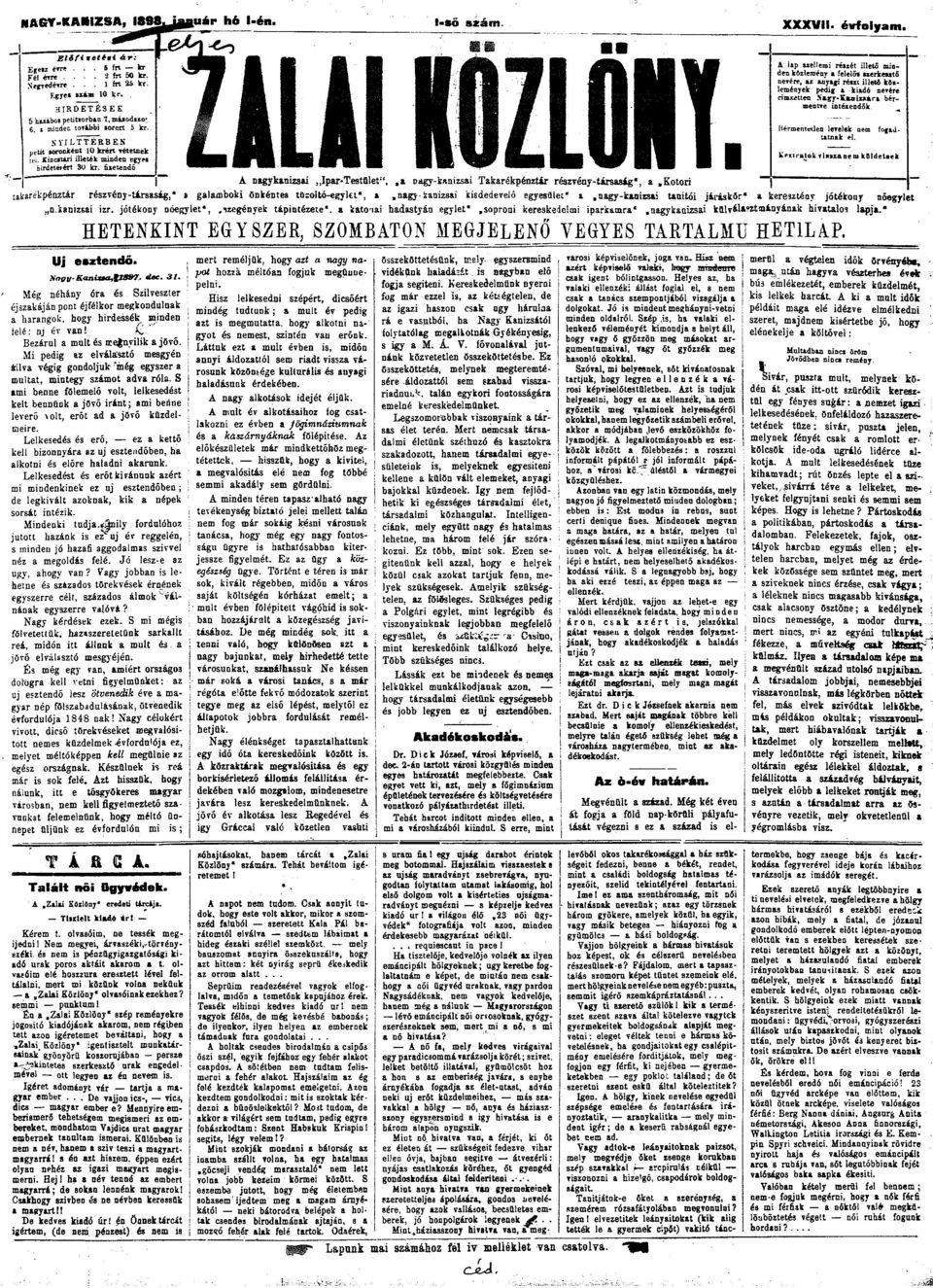 A nagykanizsai Ipar-Testület",,a agy-kanizsai Takarékpénztár részvény-társaság*, a.