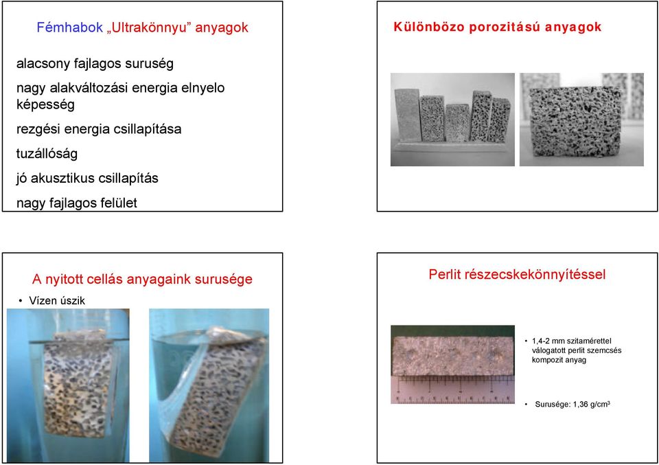 csillapítás nagy fajlagos felület A n y i t o t t c e l l á s a n y a g a i n k s u r u s é g e Vízen úszik