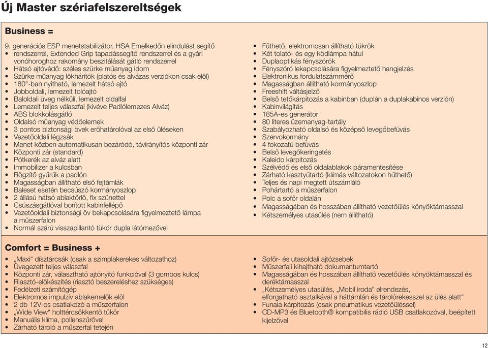 széles szürke műanyag idom Szürke műanyag lökhárítók (platós és alvázas verziókon csak elöl) 180 -ban nyitható, lemezelt hátsó ajtó Jobboldali, lemezelt tolóajtó Baloldali üveg nélküli, lemezelt