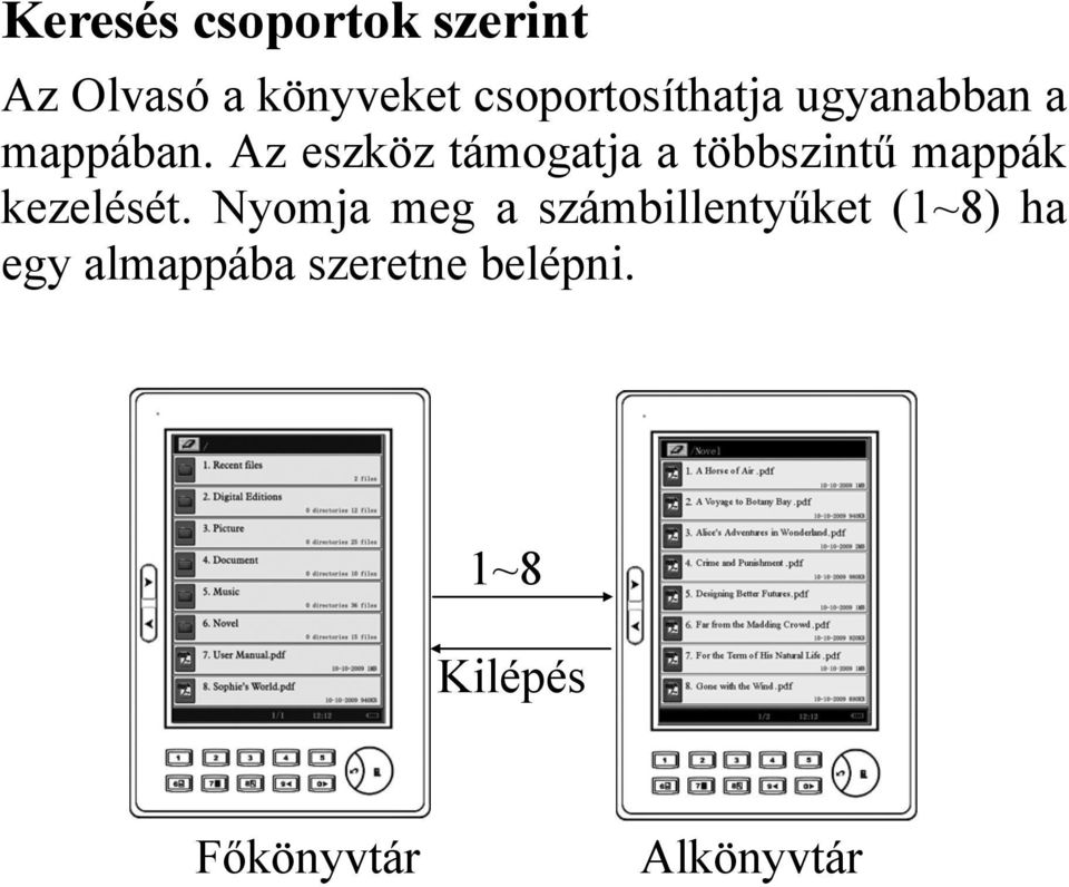 Az eszköz támogatja a többszintű mappák kezelését.