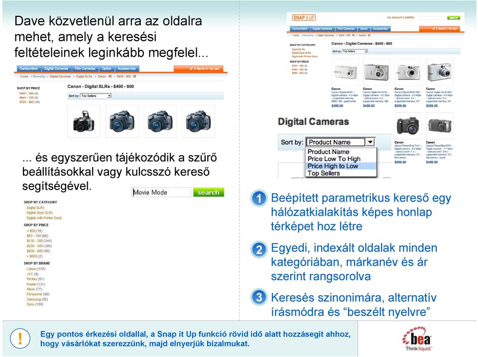 Beépített parametrikus kereső egy hálózatkialakítás képes honlap térképet hoz létre Egyedi, indexált oldalak minden kategóriában,