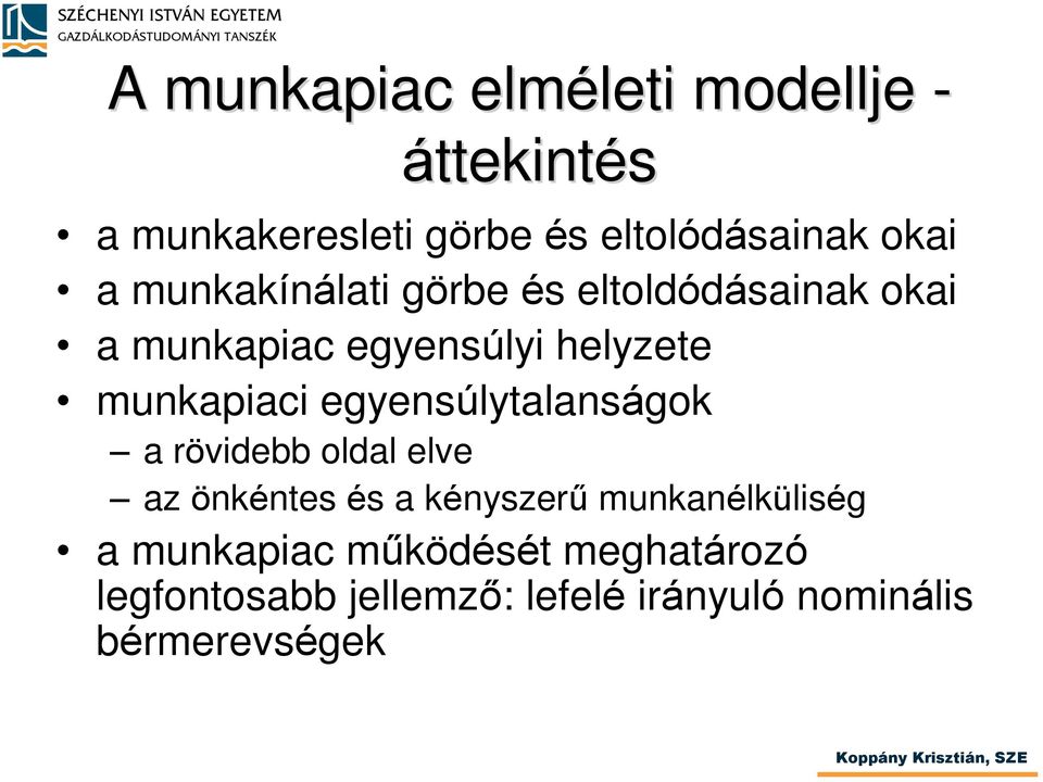 munkapiaci egyensúlytalanságok a rövidebb oldal elve az önkéntes és a kényszerû