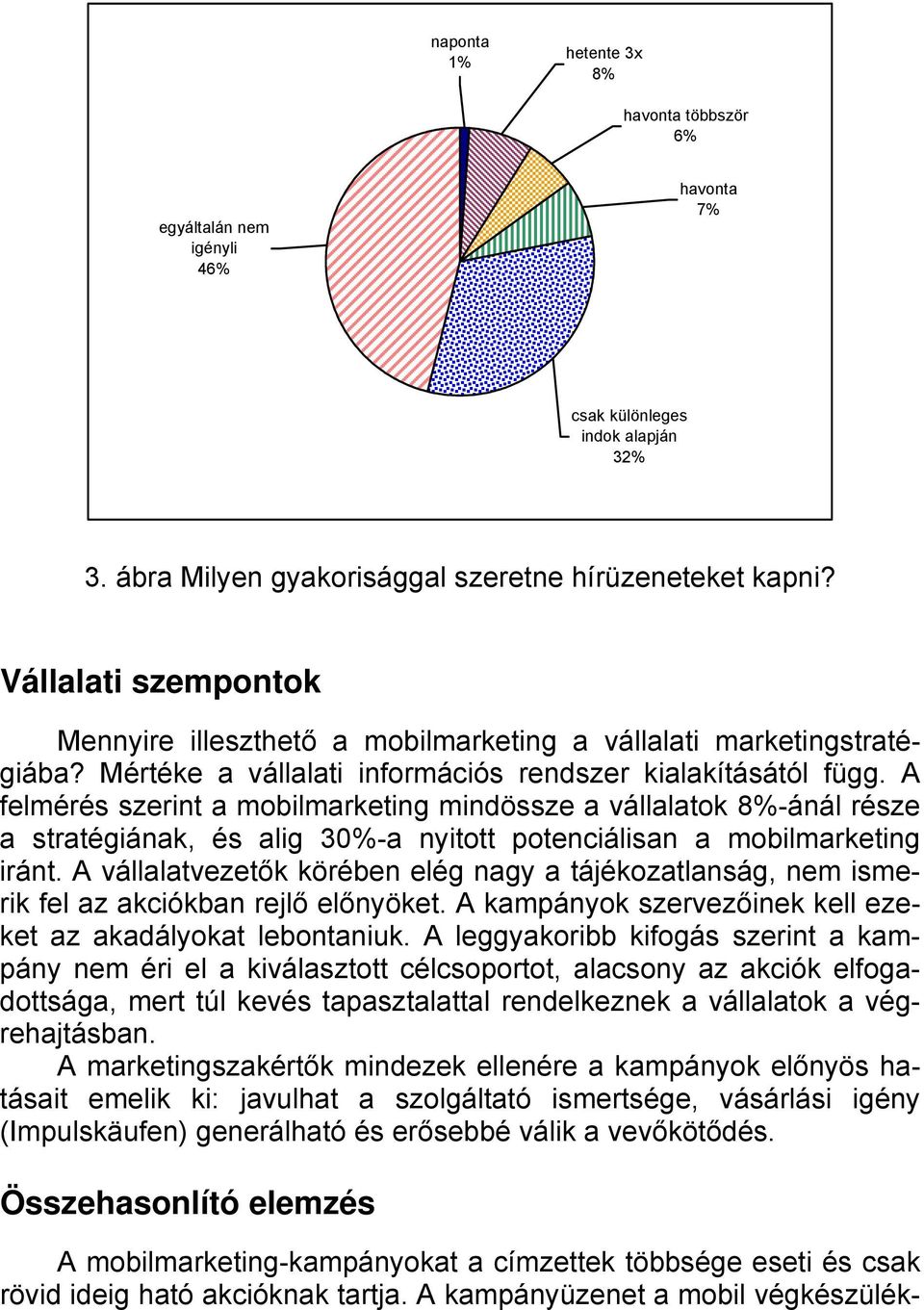 A felmérés szerint a mobilmarketing mindössze a vállalatok 8%-ánál része a stratégiának, és alig 30%-a nyitott potenciálisan a mobilmarketing iránt.