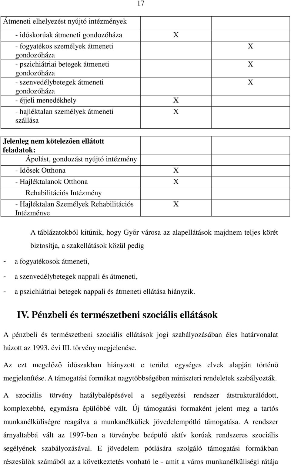 Otthona X Rehabilitációs Intézmény - Hajléktalan Személyek Rehabilitációs Intézménye A táblázatokból kitőnik, hogy Gyır városa az alapellátások majdnem teljes körét biztosítja, a szakellátások közül