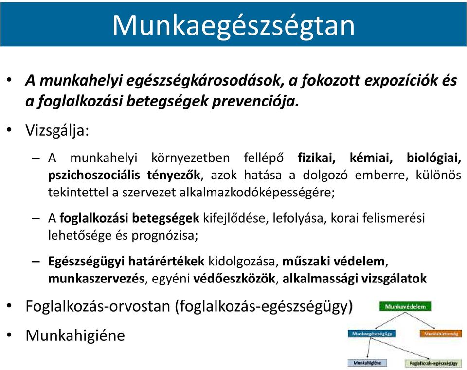 tekintettel a szervezet alkalmazkodóképességére; A foglalkozási betegségek kifejlődése, lefolyása, korai felismerési lehetősége és prognózisa;