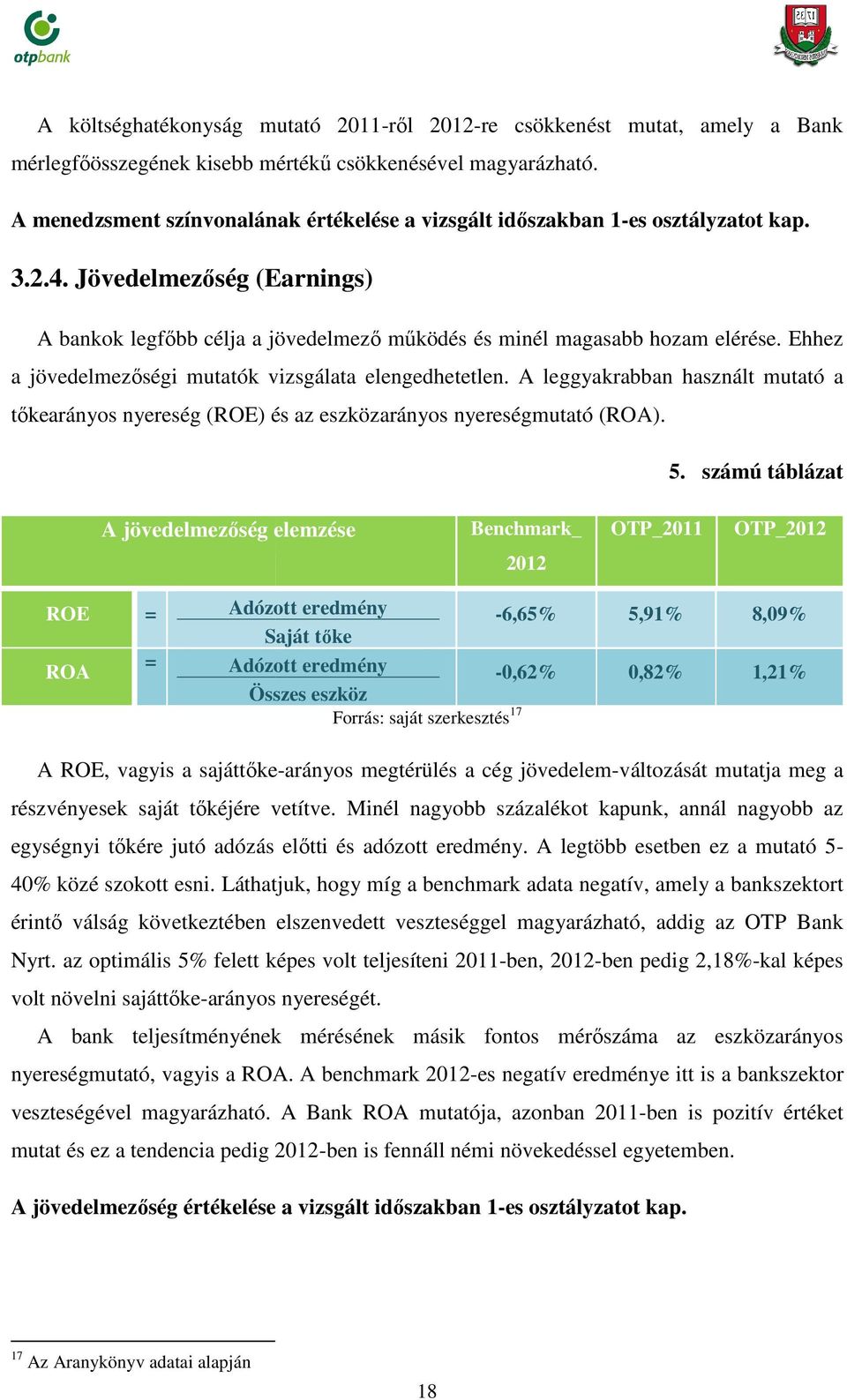 Ehhez a jövedelmezőségi mutatók vizsgálata elengedhetetlen. A leggyakrabban használt mutató a tőkearányos nyereség (ROE) és az eszközarányos nyereségmutató (ROA). 5.