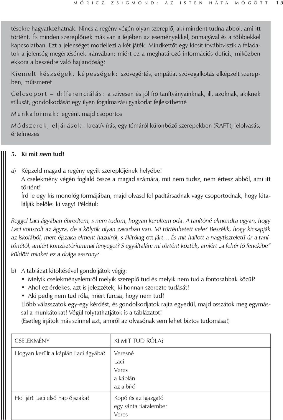 Mindkettőt egy kicsit továbbviszik a feladatok a jelenség megértésének irányában: miért ez a meghatározó információs deficit, miközben ekkora a beszédre való hajlandóság?