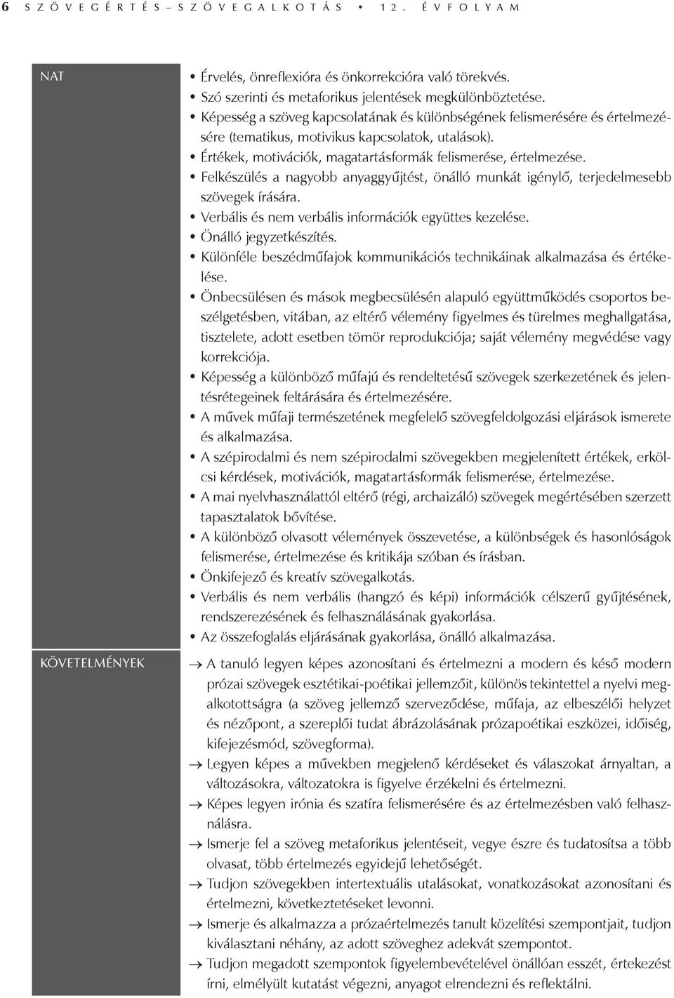 Felkészülés a nagyobb anyaggyűjtést, önálló munkát igénylő, terjedelmesebb szövegek írására. Verbális és nem verbális információk együttes kezelése. Önálló jegyzetkészítés.