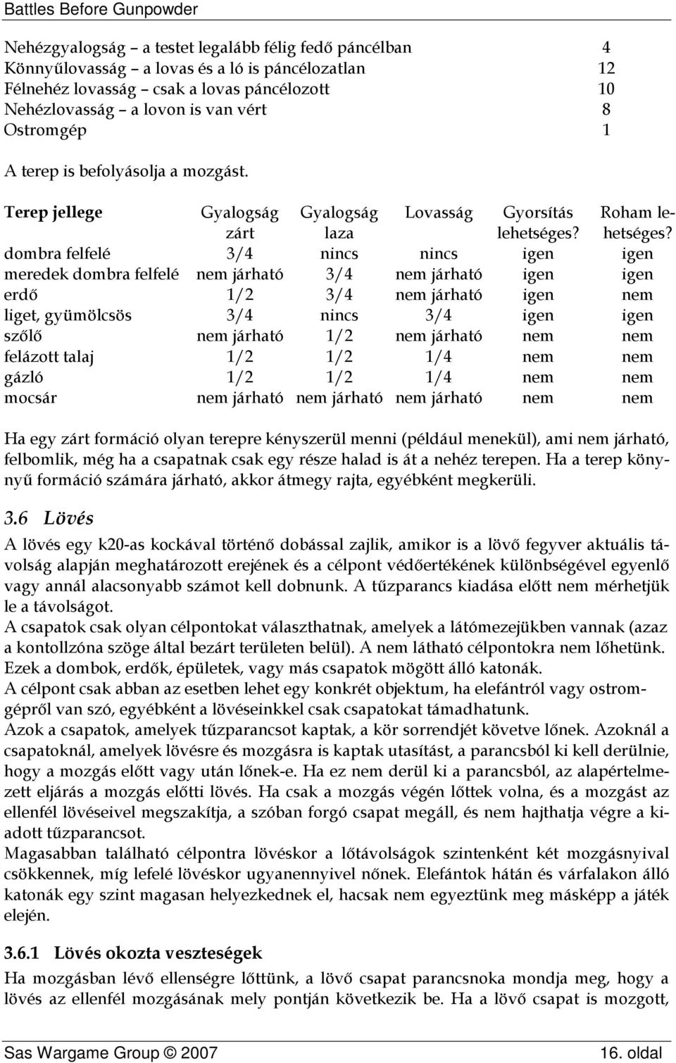 dombra felfelé 3/4 nincs nincs igen igen meredek dombra felfelé nem járható 3/4 nem járható igen igen erdő 1/2 3/4 nem járható igen nem liget, gyümölcsös 3/4 nincs 3/4 igen igen szőlő nem járható 1/2