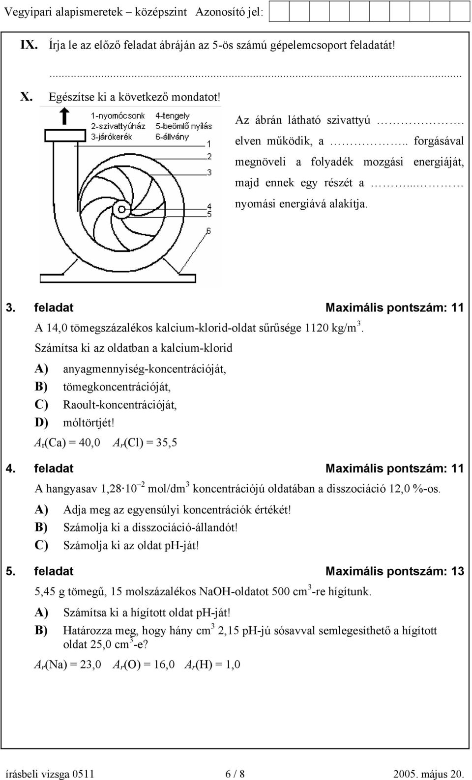 feladat Maximális pontszám: 11 A 14,0 tömegszázalékos kalcium-klorid-oldat sűrűsége 1120 kg/m 3.