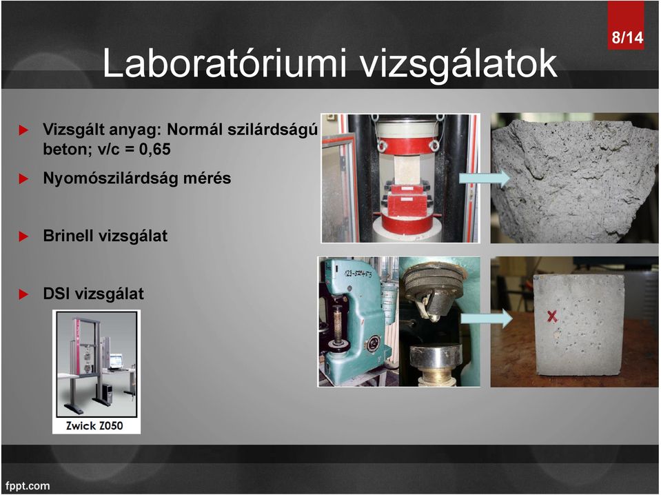 beton; v/c = 0,65 Nyomószilárdság