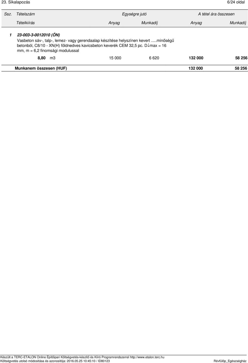 ..minőségű betonból, C8/10 - XN(H) földnedves kavicsbeton keverék CEM 32,5 pc.