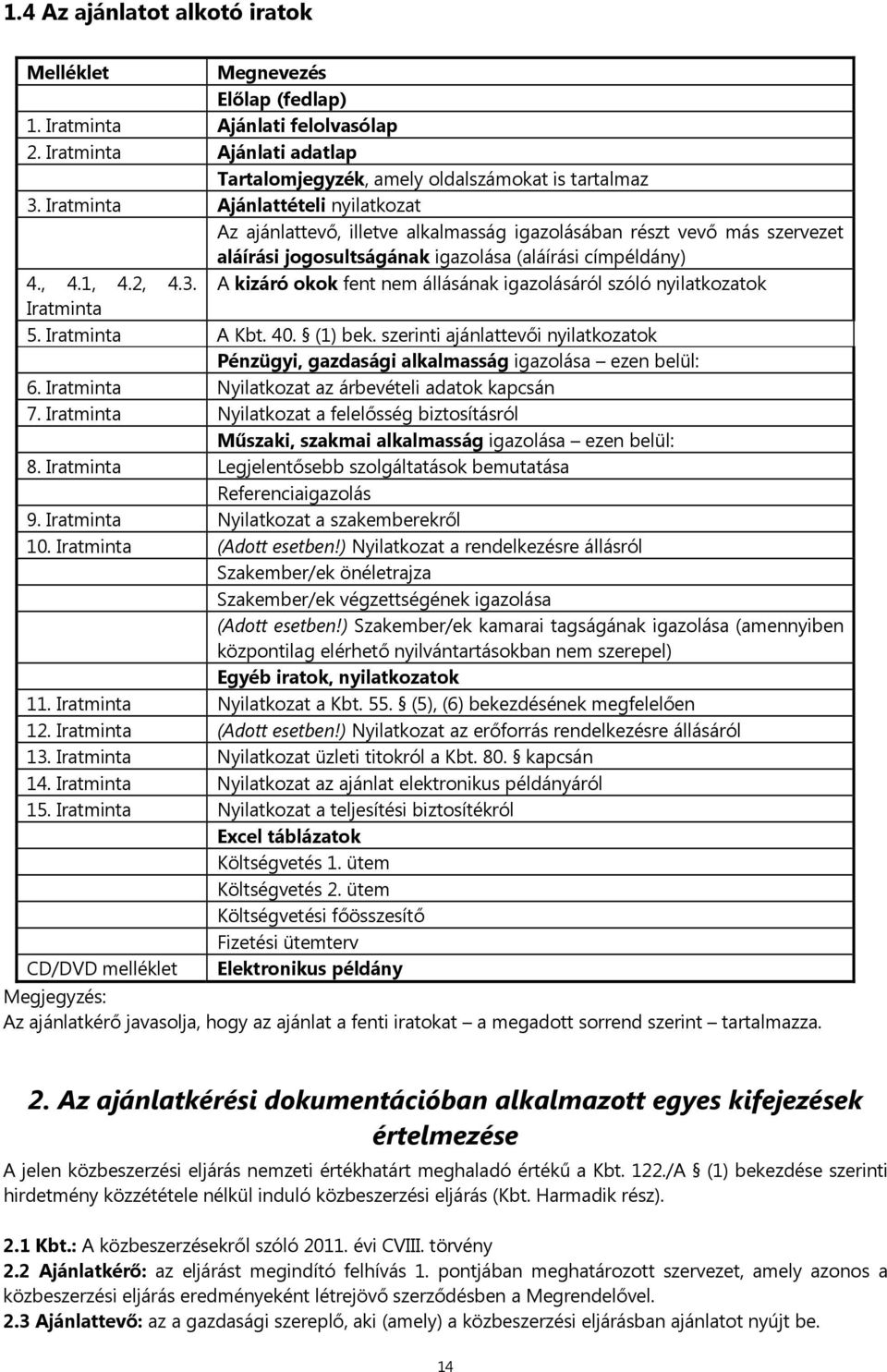 A kizáró okok fent nem állásának igazolásáról szóló nyilatkozatok Iratminta 5. Iratminta A Kbt. 40. (1) bek.