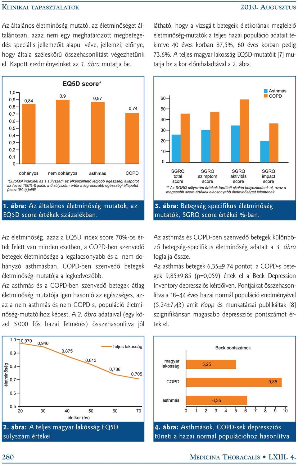 AUGUSZTUS látható, hogy a vizsgált betegeik életkorának megfelelõ életminõség-mutatók a teljes hazai populáció adatait tekintve 40 éves korban 87,5%, 60 éves korban pedig 73,6%.