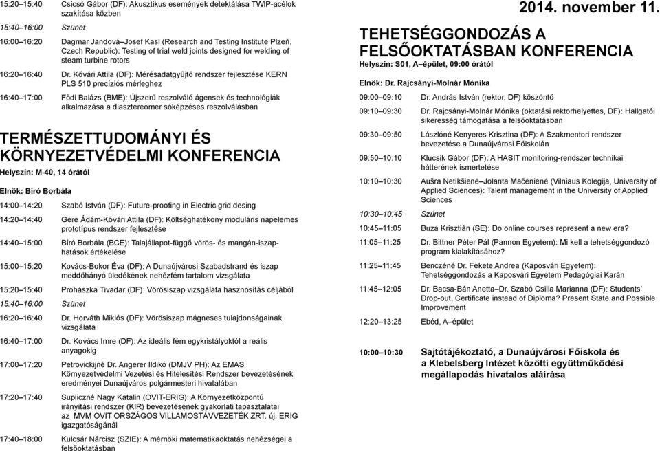 Kővári Attila (DF): Mérésadatgyűjtő rendszer fejlesztése KERN PLS 510 precíziós mérleghez 16:40 17:00 Fődi Balázs (BME): Újszerű reszolváló ágensek és technológiák alkalmazása a diasztereomer