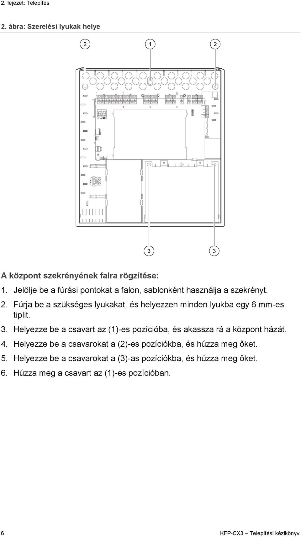 Fúrja be a szükséges lyukakat, és helyezzen minden lyukba egy 6 mm-es tiplit. 3.