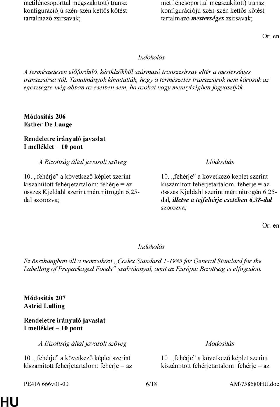 Tanulmányok kimutatták, hogy a természetes transzzsírok nem károsak az egészségre még abban az esetben sem, ha azokat nagy mennyiségben fogyasztják. 206 Esther De Lange I melléklet 10 pont 10.
