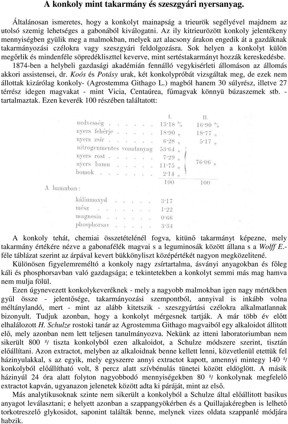 Sok helyen a konkolyt külön megırlik és mindenféle söpredékliszttel keverve, mint sertéstakarmányt hozzák kereskedésbe.