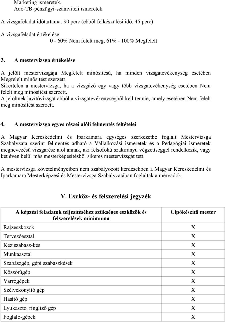 A mestervizsga értékelése A jelölt mestervizsgája Megfelelt minősítésű, ha minden vizsgatevékenység esetében Megfelelt minősítést szerzett.