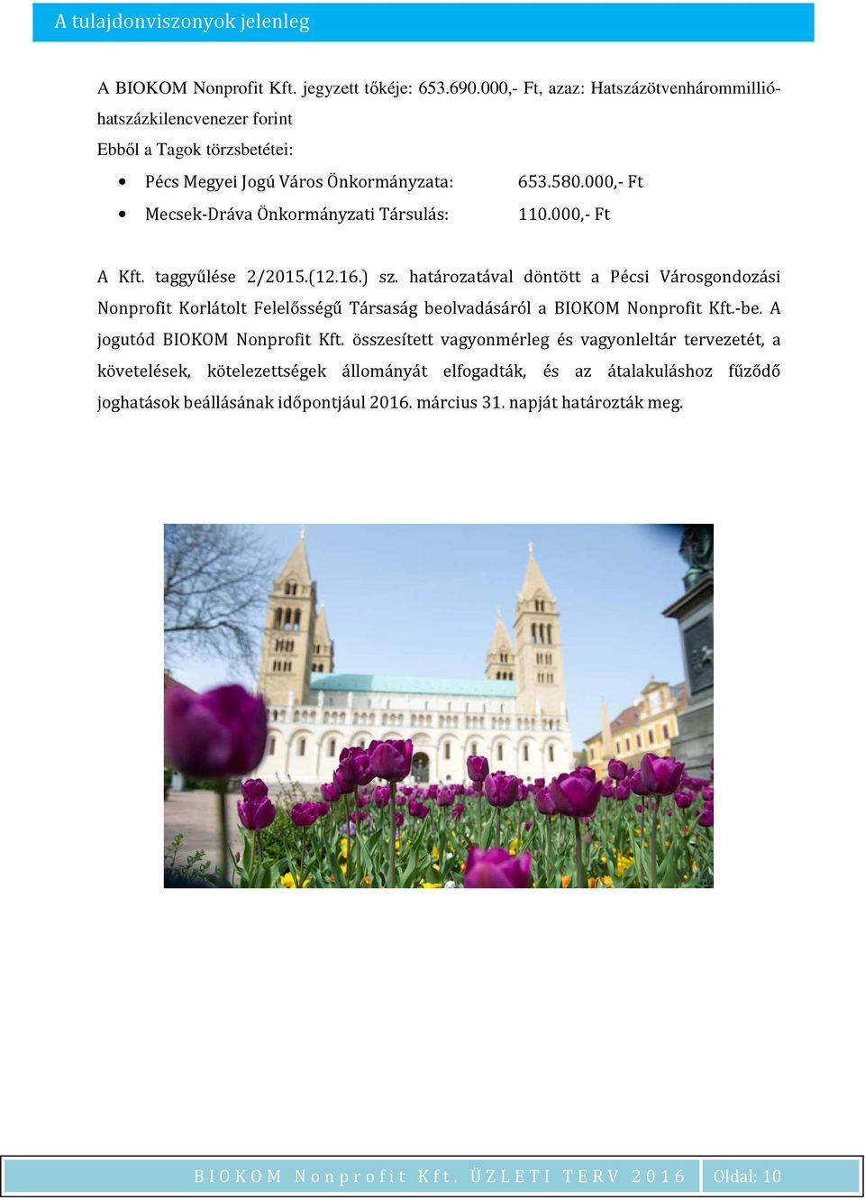 000,- Ft Mecsek-Dráva Önkormányzati Társulás: 110.000,- Ft A Kft. taggyűlése 2/2015.(12.16.) sz.