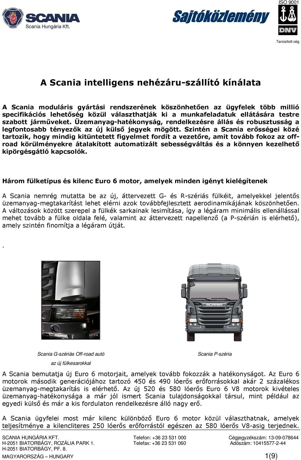 A Scania intelligens nehézáru-szállító kínálata - PDF Ingyenes letöltés