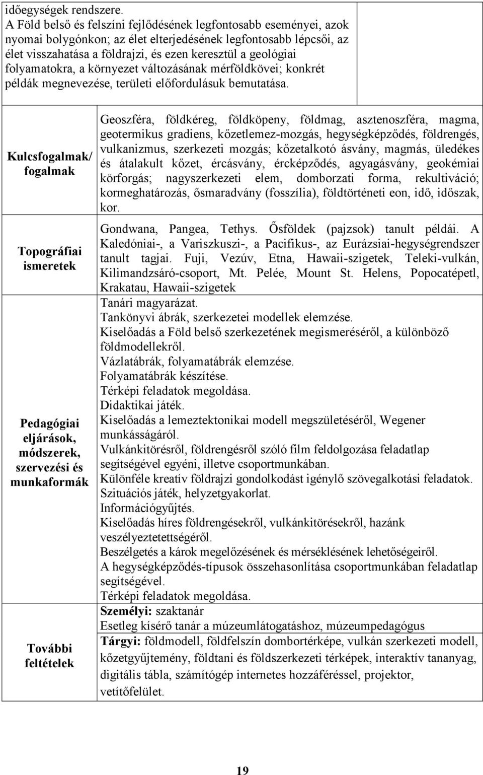 folyamatokra, a környezet változásának mérföldkövei; konkrét példák megnevezése, területi előfordulásuk bemutatása.