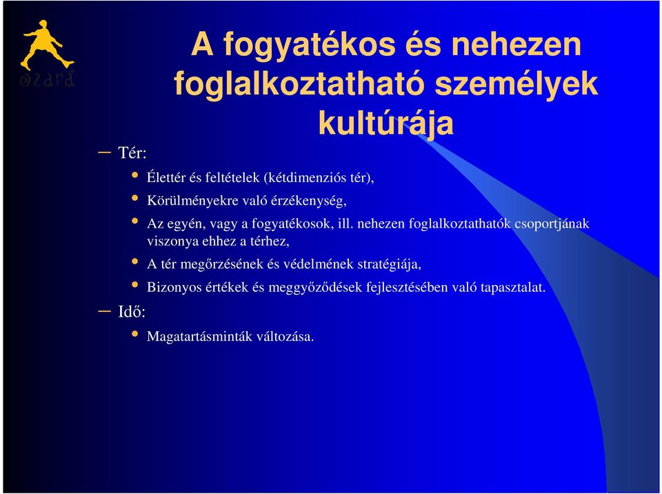 nehezen foglalkoztathatók csoportjának viszonya ehhez a térhez, A tér megőrzésének és védelmének