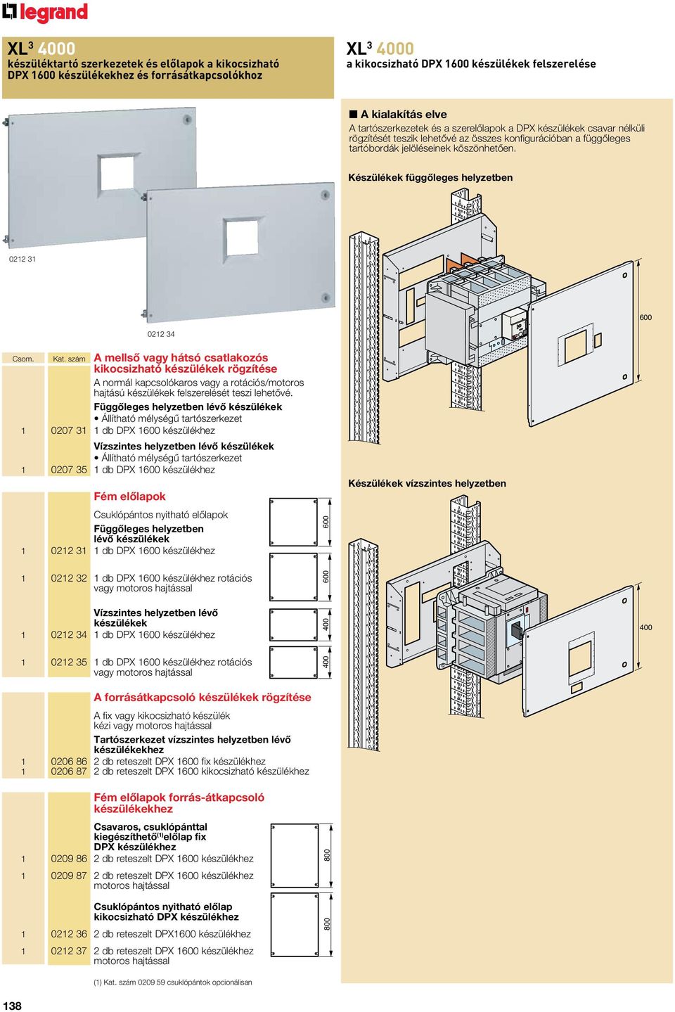 Készülékek függôleges helyzetben 0212 31 0212 34 Csom. Kat.