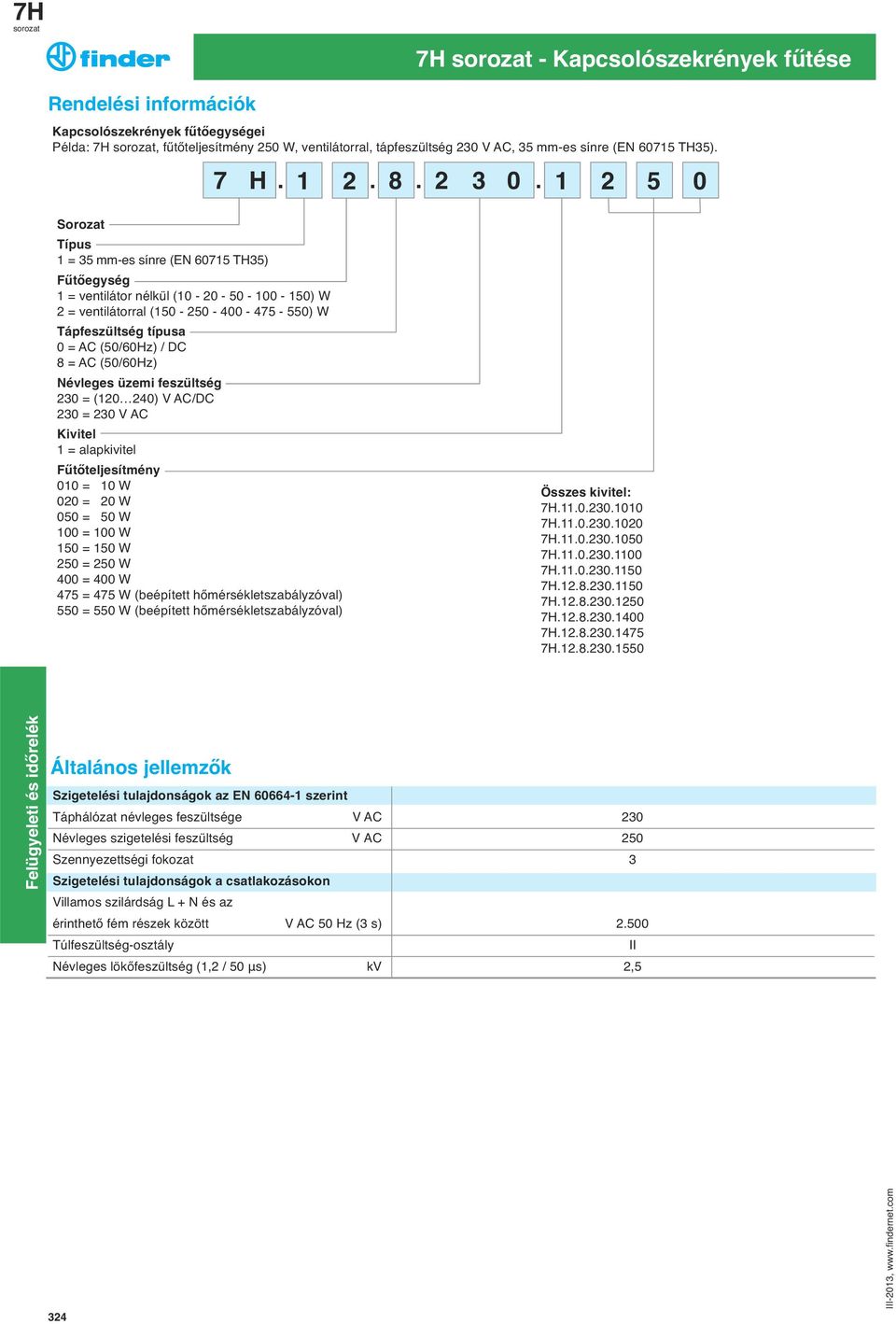 (50/60Hz) / DC 8 = AC (50/60Hz) Névleges u zemi feszu ltség 230 = 230 = 230 V AC Kivitel 1 = alapkivitel 010 = 10 W 020 = 20 W 050 = 50 W 100 = 100 W 150 = 150 W 250 = 250 W 400 = 400 W 475 = 475 W