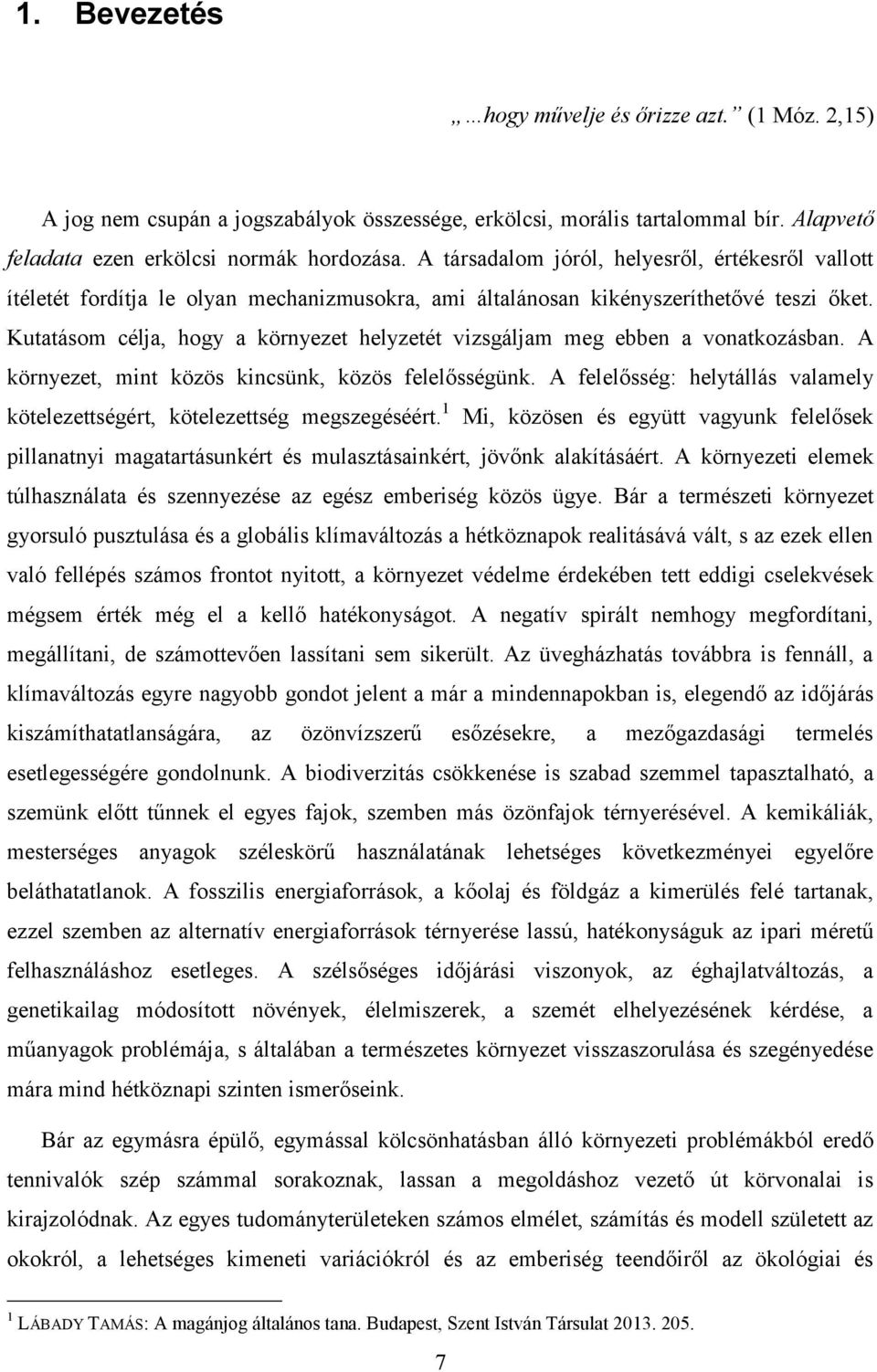 Kutatásom célja, hogy a környezet helyzetét vizsgáljam meg ebben a vonatkozásban. A környezet, mint közös kincsünk, közös felelősségünk.