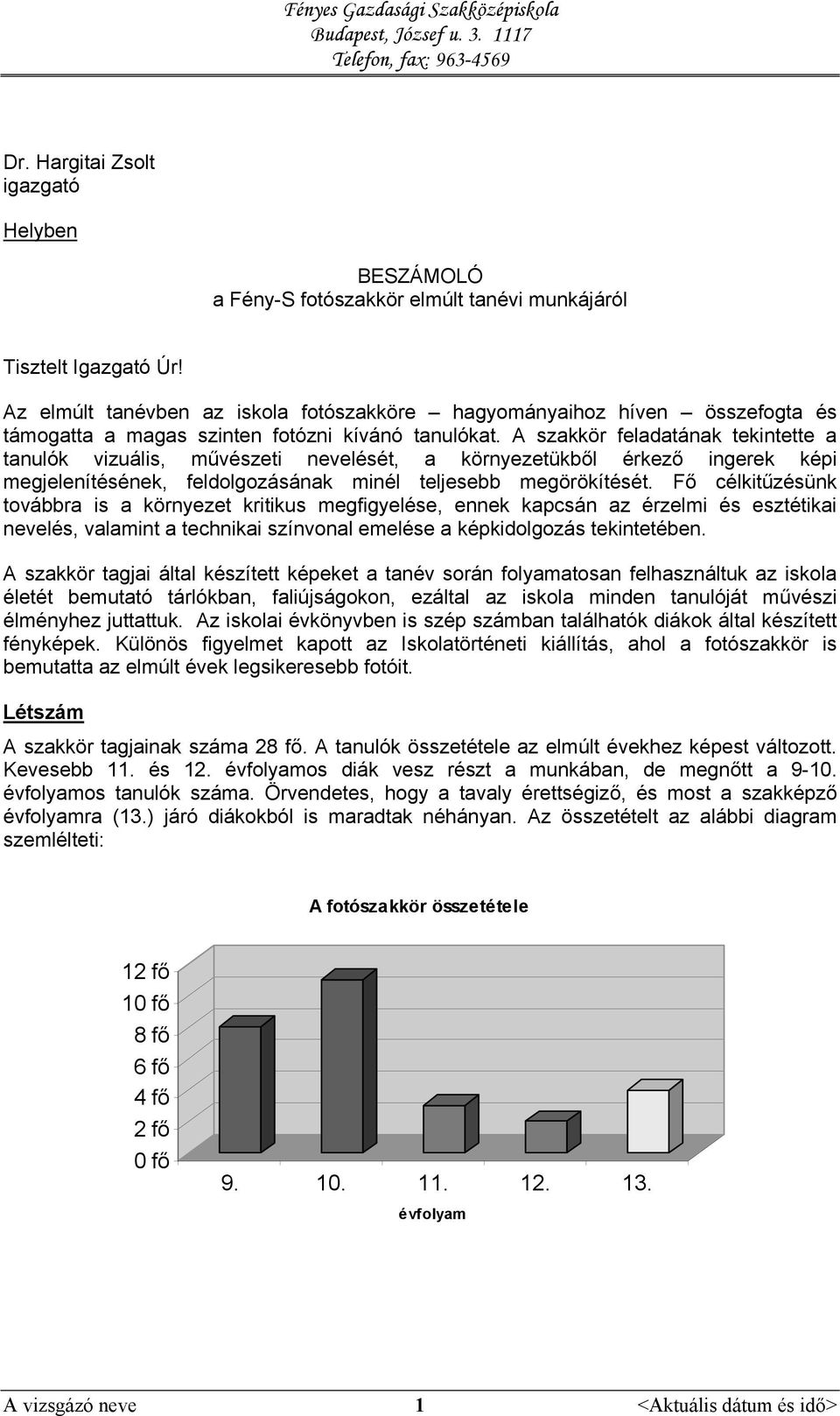 A szakkör feladatának tekintette a tanulók vizuális, művészeti nevelését, a környezetükből érkező ingerek képi megjelenítésének, feldolgozásának minél teljesebb megörökítését.