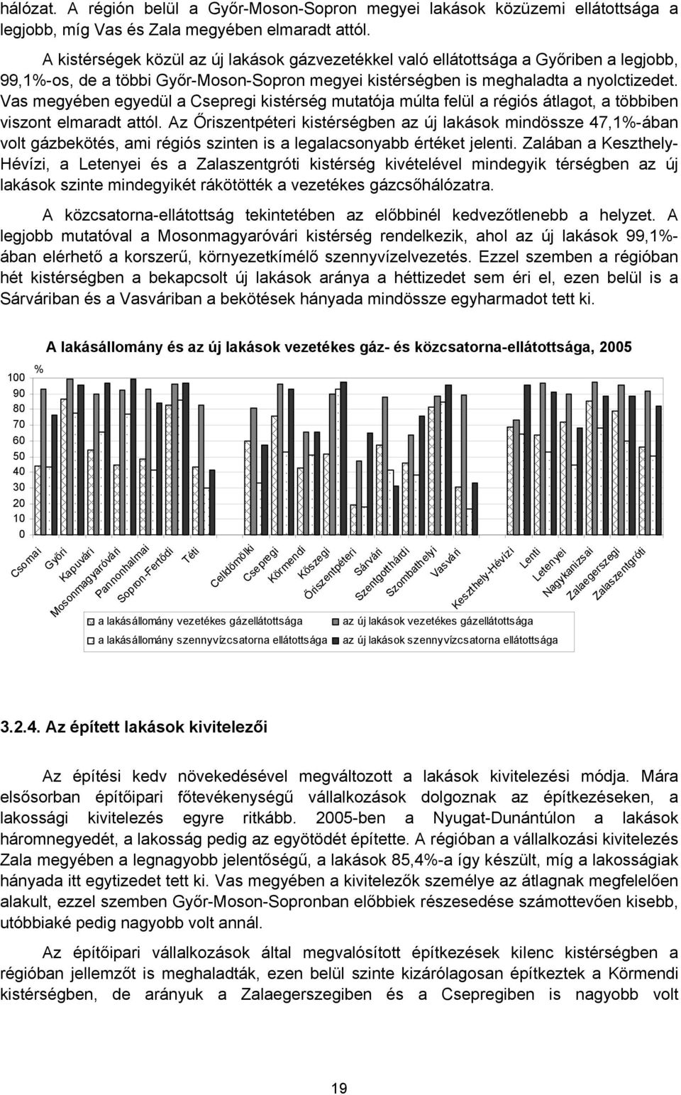 Vas megyében egyedül a Csepregi kistérség mutatója múlta felül a régiós átlagot, a többiben viszont elmaradt attól.