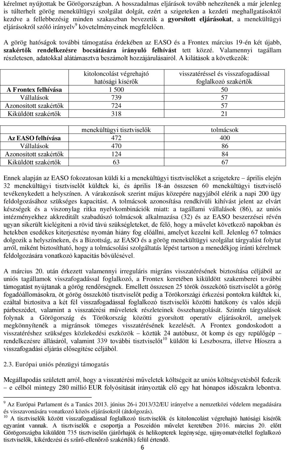 bevezetik a gyorsított eljárásokat, a menekültügyi eljárásokról szóló irányelv 9 követelményeinek megfelelően.