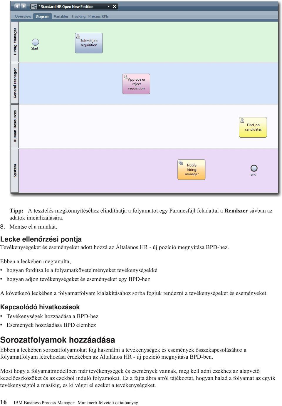 Ebben a leckében megtanulta, v hogyan fordítsa le a folyamatkövetelményeket tevékenységekké v hogyan adjon tevékenységeket és eseményeket egy BPD-hez A következő leckében a folyamatfolyam