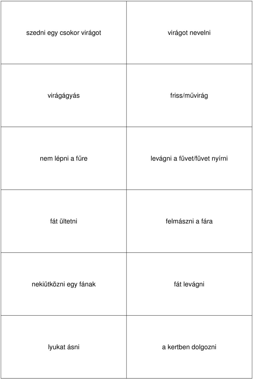füvet/füvet nyírni fát ültetni felmászni a fára