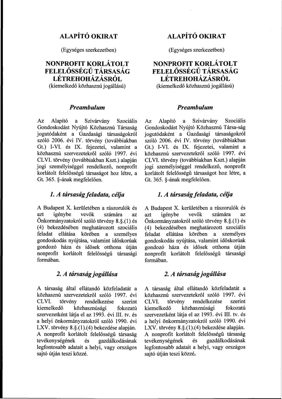 törvény (továbbiakban Gt.) I-VI. és IX. fejezetei, valamint a közhasznú szervezetekről szóló 1997. évi CLVI. törvény (továbbiakban Kszt.