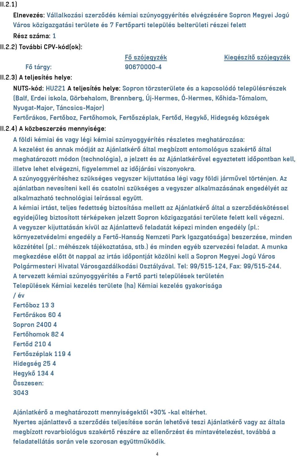 Nyugat-Major, Táncsics-Major) Fertőrákos, Fertőboz, Fertőhomok, Fertőszéplak, Fertőd, Hegykő, Hidegség községek II.2.