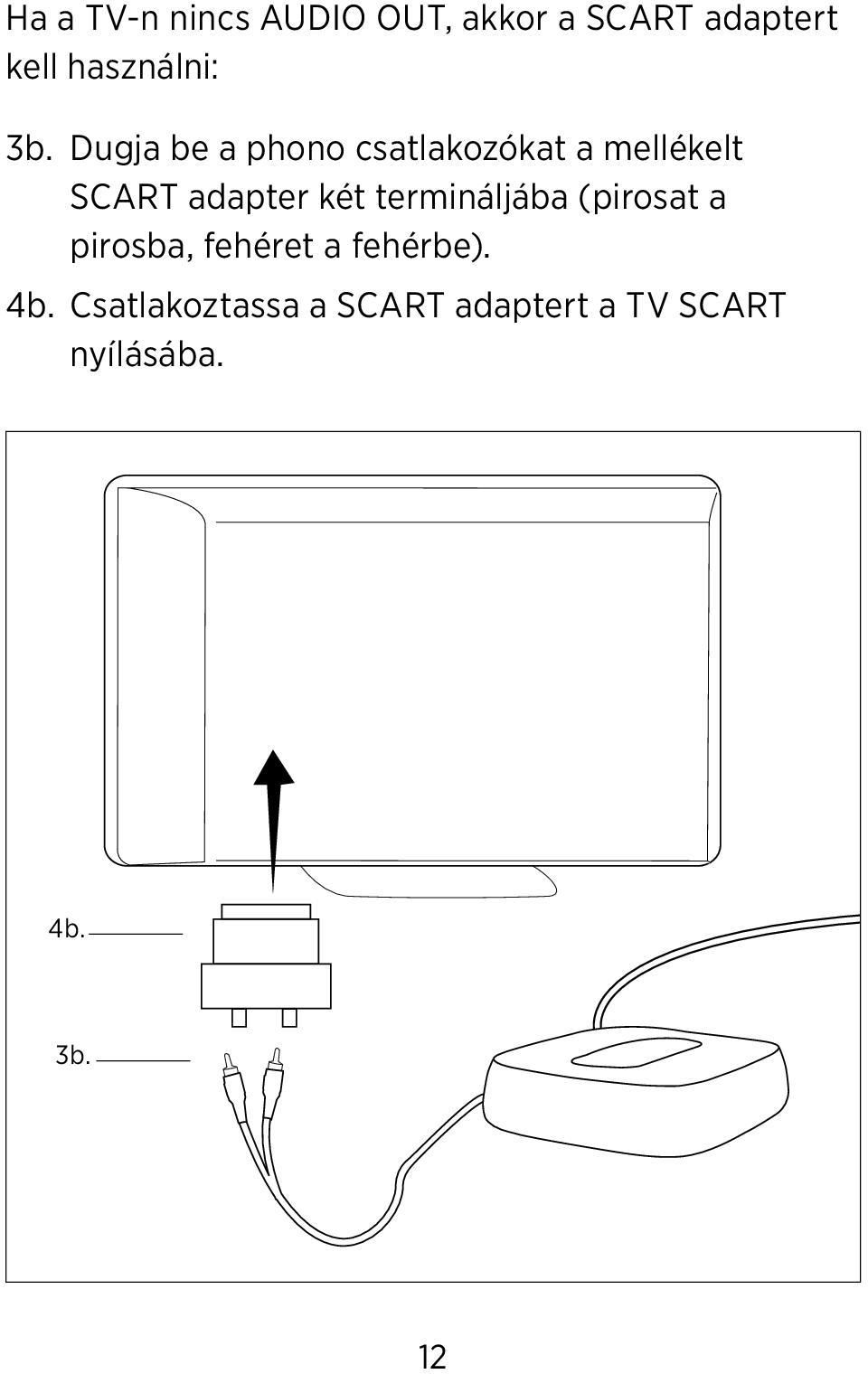 Dugja be a phono csatlakozókat a mellékelt SCART adapter két