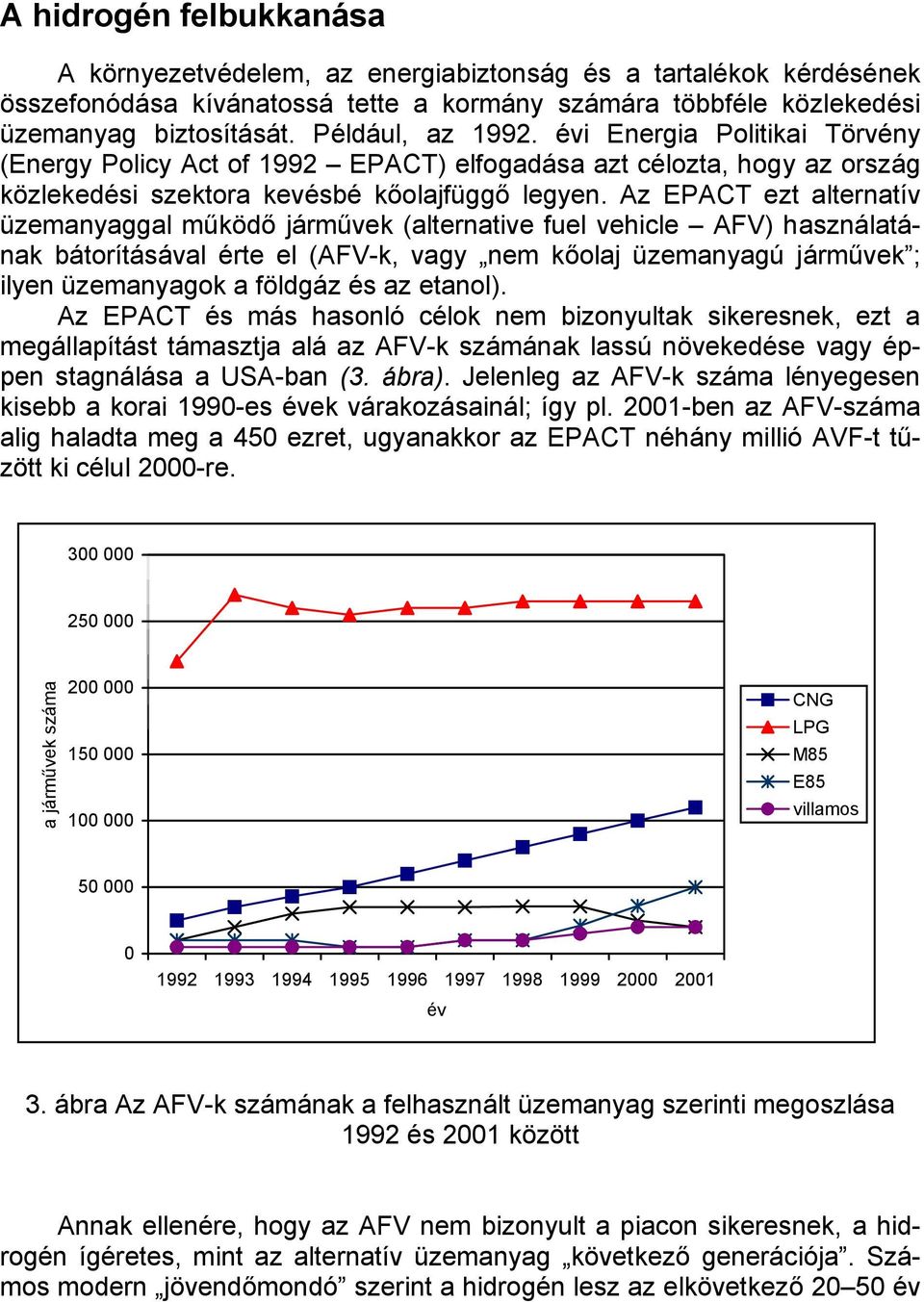 Az EPACT ezt alternatív üzemanyaggal működő járművek (alternative fuel vehicle AFV) használatának bátorításával érte el (AFV-k, vagy nem kőolaj üzemanyagú járművek ; ilyen üzemanyagok a földgáz és az