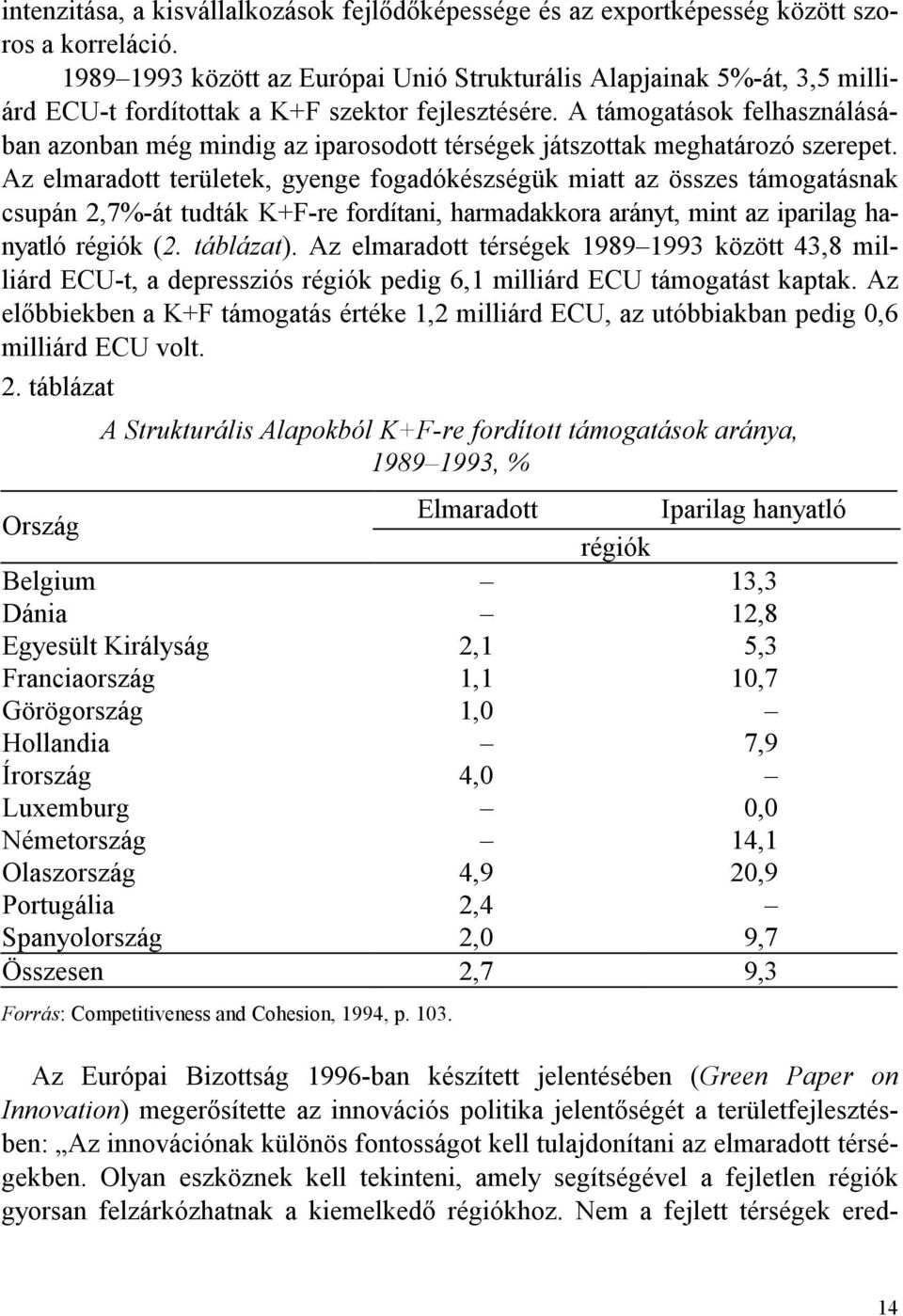 A támogatások felhasználásában azonban még mindig az iparosodott térségek játszottak meghatározó szerepet.