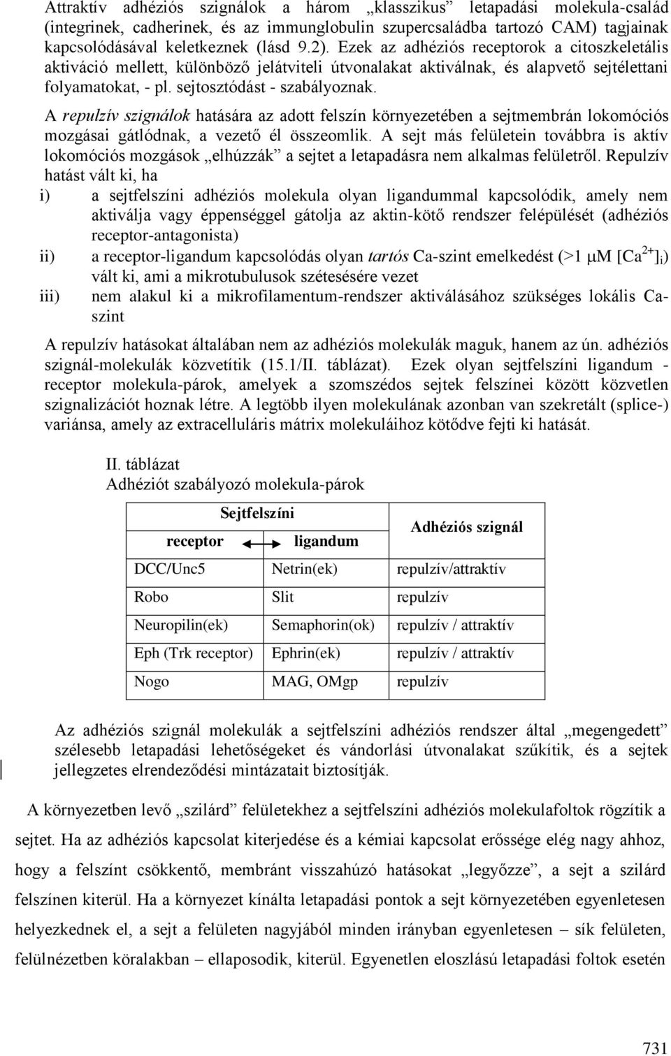 A repulzív szignálok hatására az adott felszín környezetében a sejtmembrán lokomóciós mozgásai gátlódnak, a vezető él összeomlik.