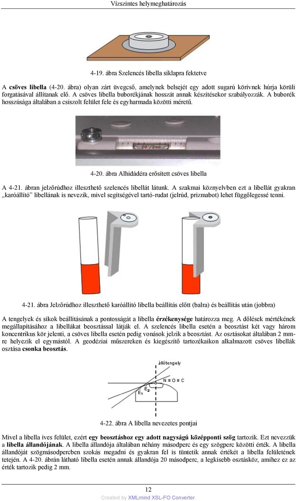 ábra Alhidádéra erősített csöves libella A 4-21. ábran jelzőrúdhoz illeszthető szelencés libellát látunk.