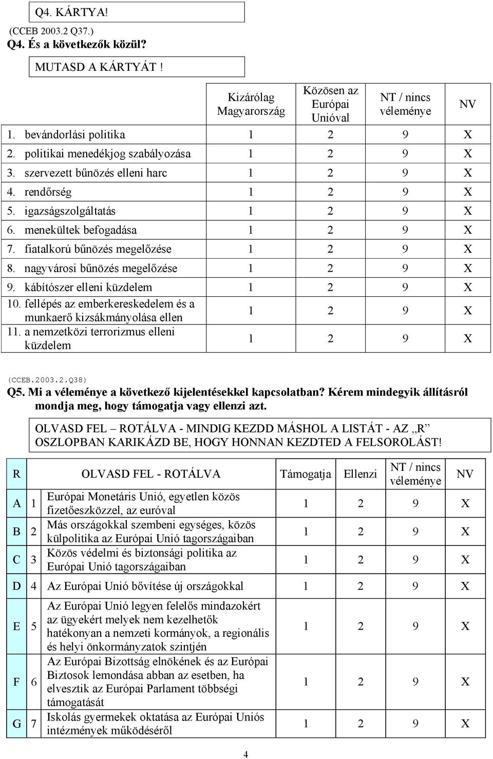 nagyvárosi bűnözés megelőzése 9 X 9. kábítószer elleni küzdelem 9 X 10. fellépés az emberkereskedelem és a munkaerő kizsákmányolása ellen 9 X 11. a nemzetközi terrorizmus elleni küzdelem 9 X (CCEB.